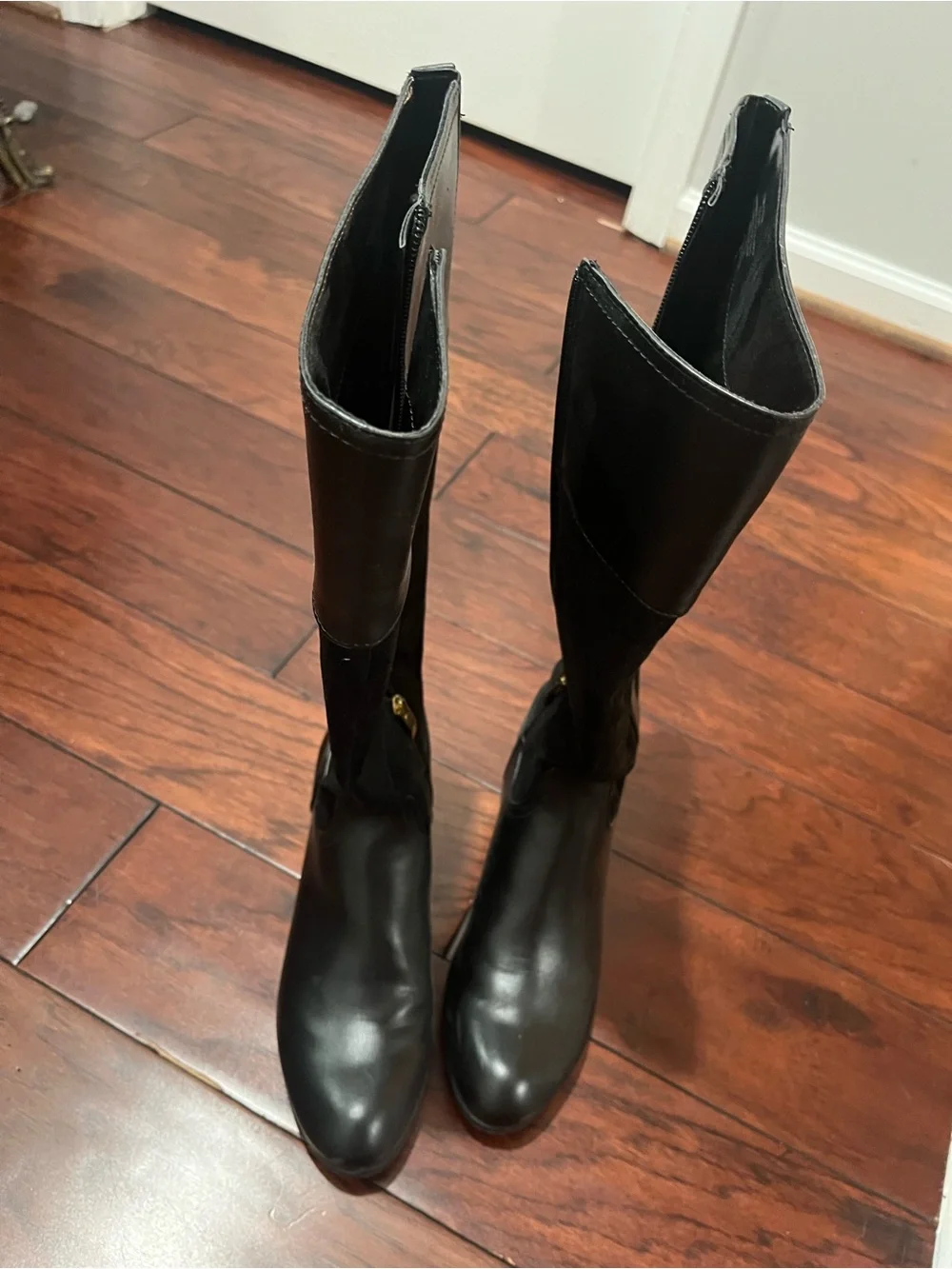 Liz Claiborne Black Over-the-Knee Riding Boots with Gold Logo
